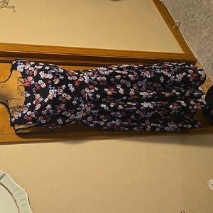 Hearts & Roses 50s Floral Sleeveless Swing Skater Dress Size 14